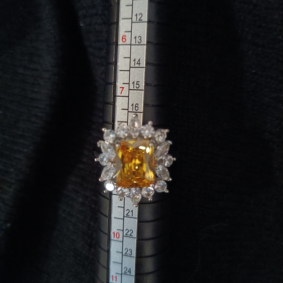 Jewelry - Elegant Yellow Gemstone Ring with Silver Accents